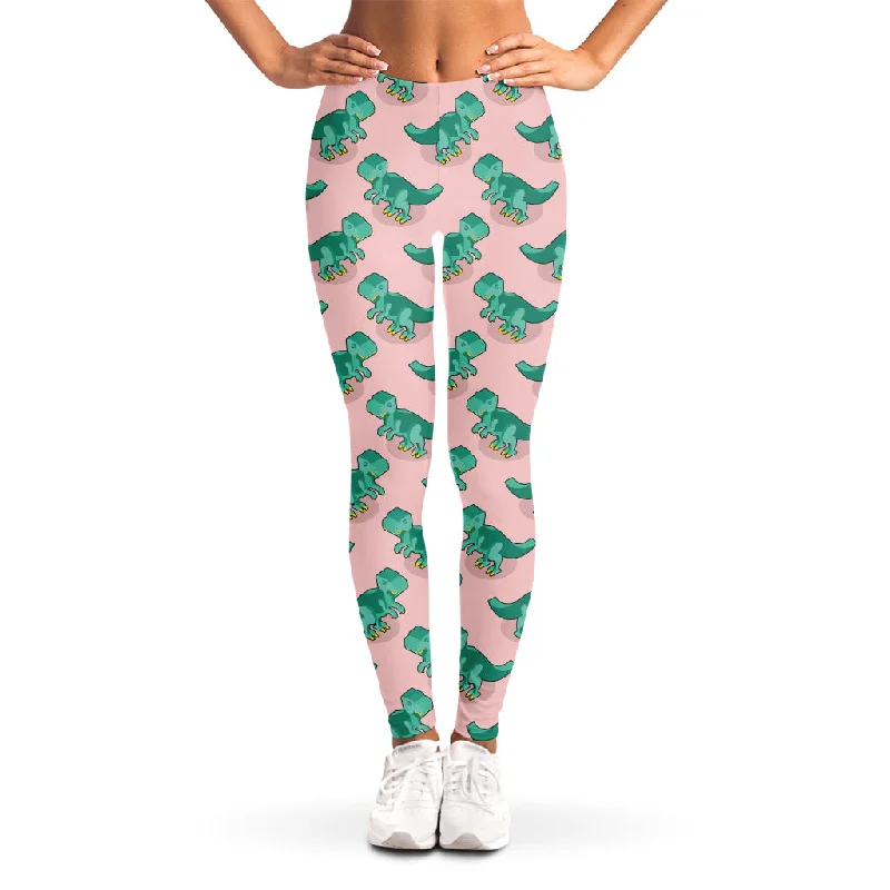 Online Only Isometric Tyrannosaurus Pattern Print Women's Leggings