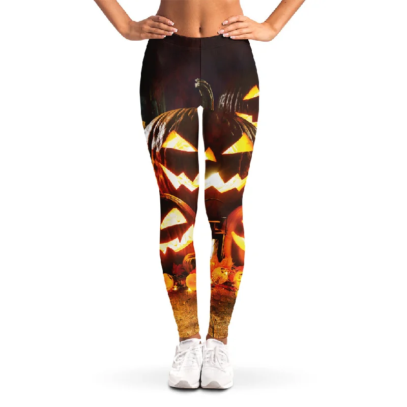 Extra Savings Jack-O'-Lantern Halloween Pumpkin Print Women's Leggings
