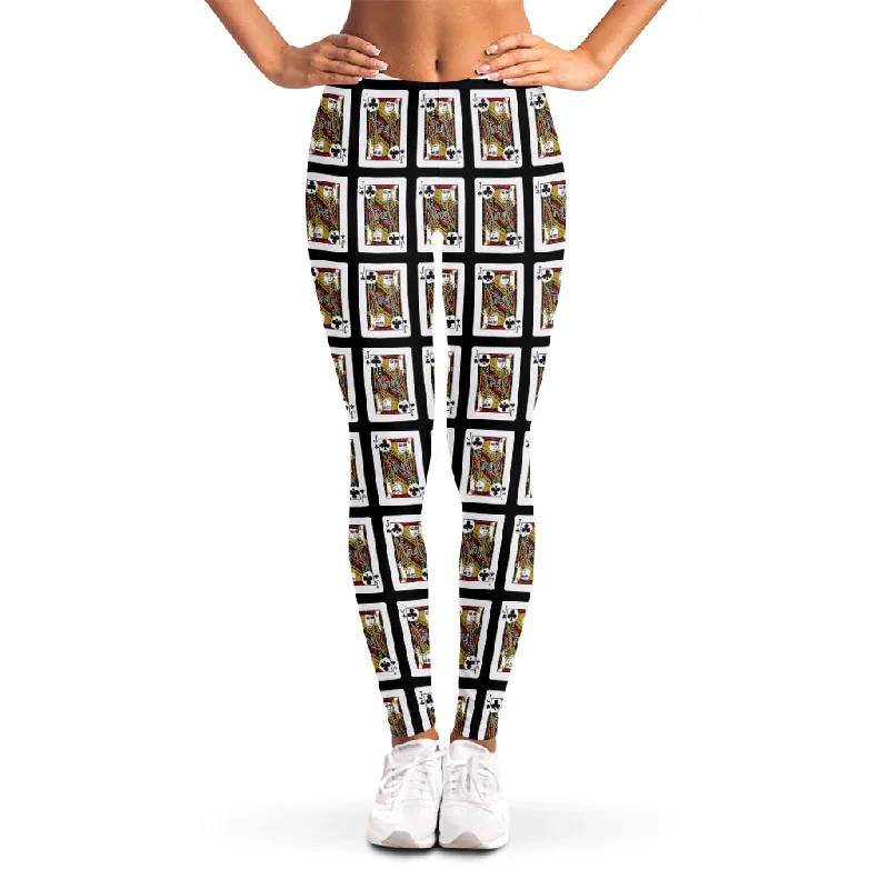 Super Bargain Jack Of Clubs Playing Card Pattern Print Women's Leggings