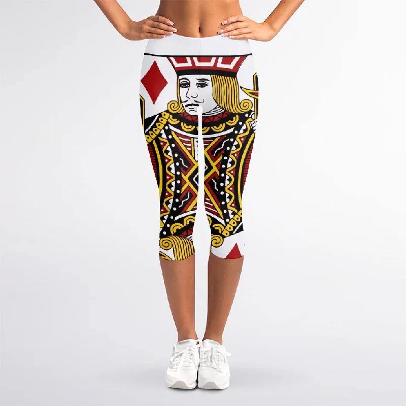 Bargain Prices Jack Of Diamonds Playing Card Print Women's Capri Leggings