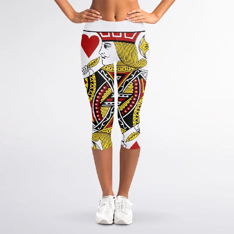 Savings Bonanza Jack Of Hearts Playing Card Print Women's Capri Leggings