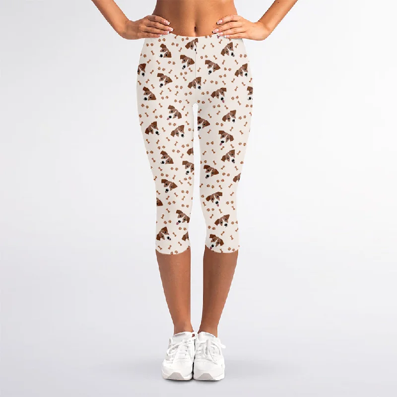 Bargain Blast Jack Russell Terrier And Bone Print Women's Capri Leggings