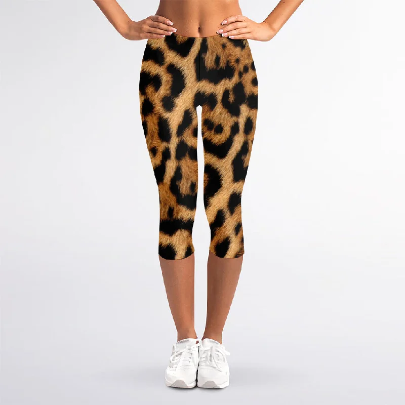 Closeout Sale Jaguar Fur Pattern Print Women's Capri Leggings
