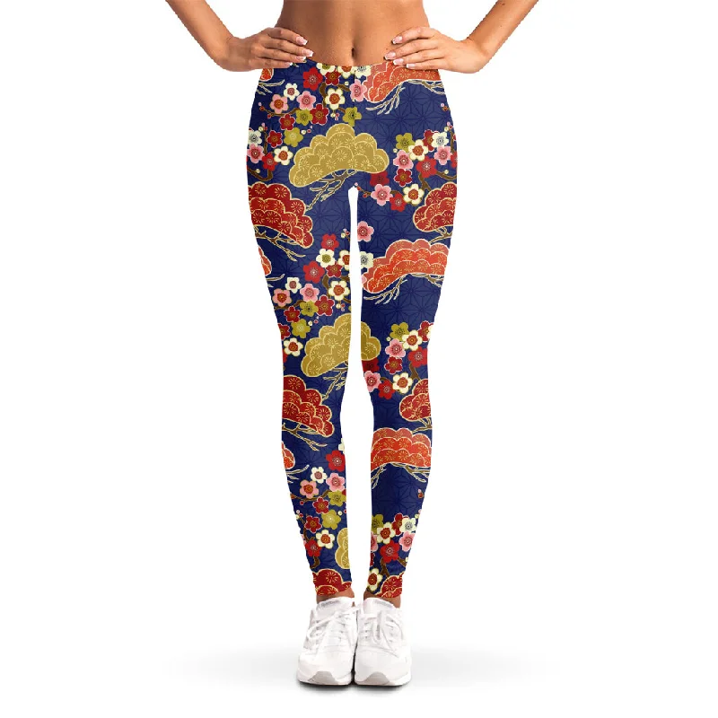Great Bargains Japanese Cherry Blossom Pattern Print Women's Leggings