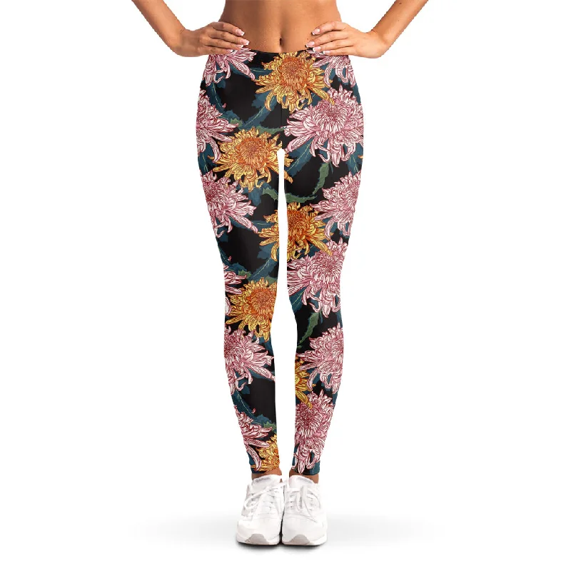 Best Bargains Japanese Chrysanthemum Pattern Print Women's Leggings