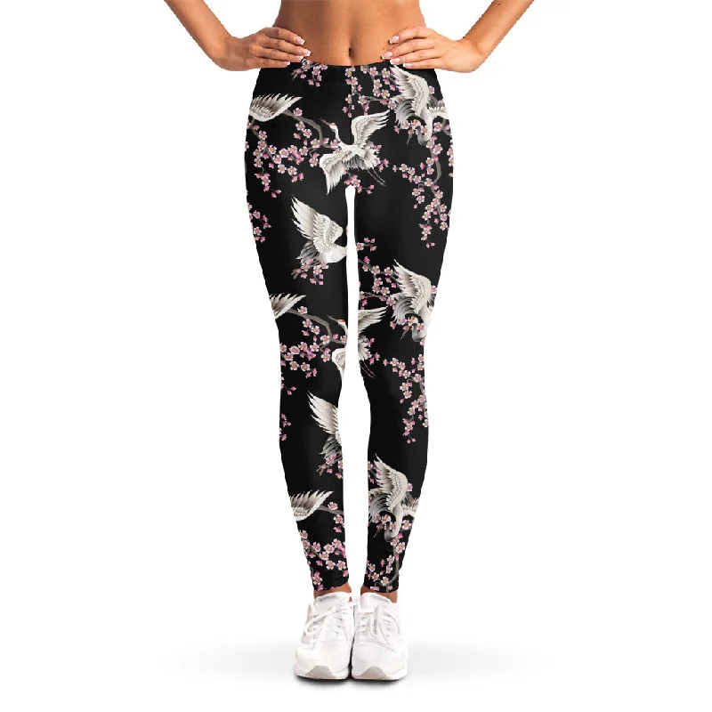 Price Drop Japanese Crane Bird Pattern Print Women's Leggings