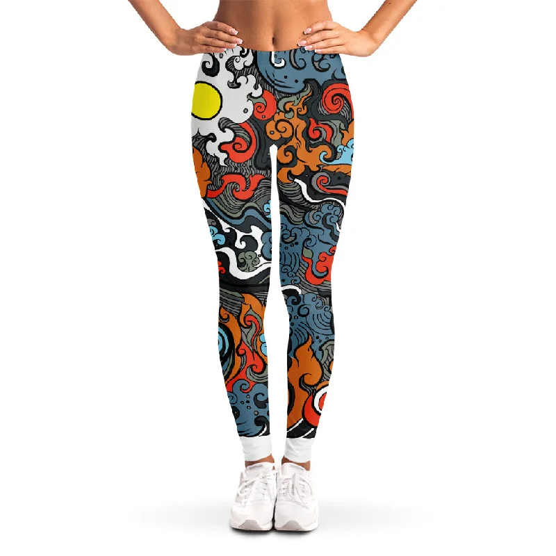 The Best Prices Japanese Elemental Tattoo Print Women's Leggings