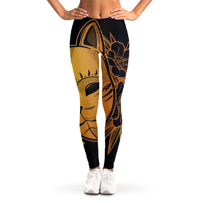 Act Now Japanese Fox Mask Print Women's Leggings