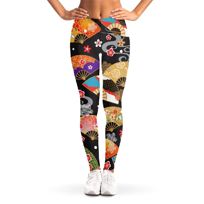 Sale Event Japanese Hand Fan Pattern Print Women's Leggings