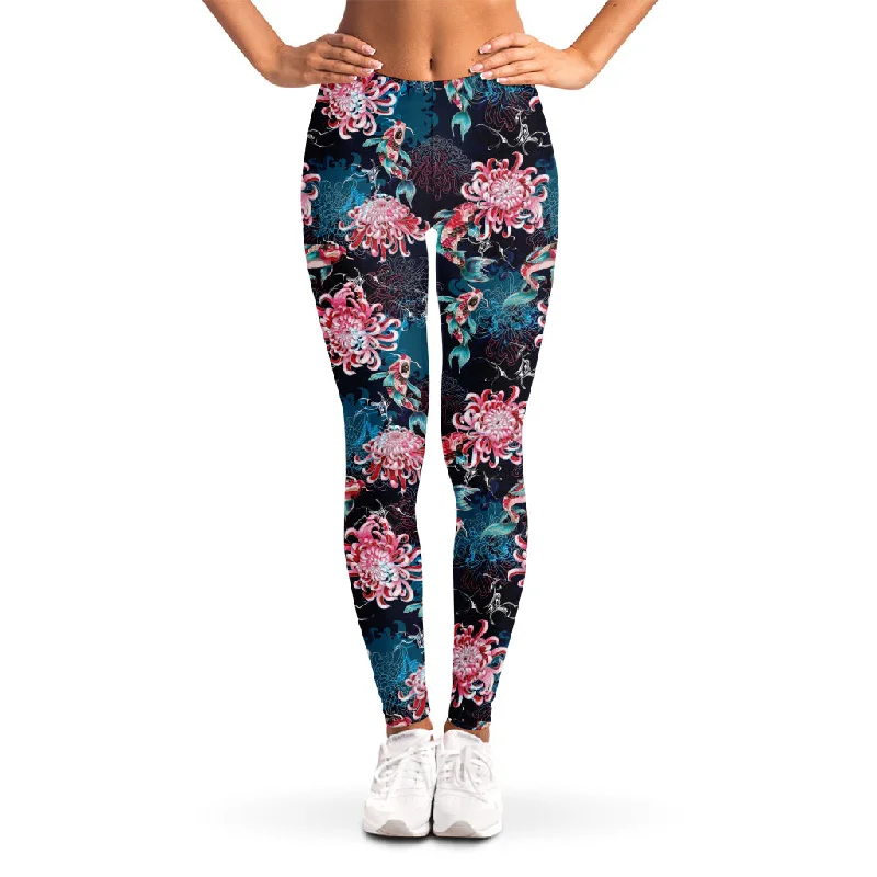 Quick Sale Japanese Koi And Chrysanthemums Print Women's Leggings