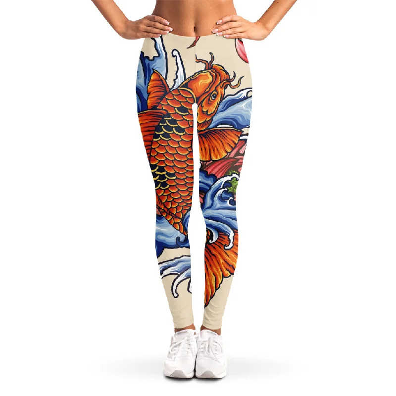 New Markdowns Japanese Koi Fish Tattoo Print Women's Leggings