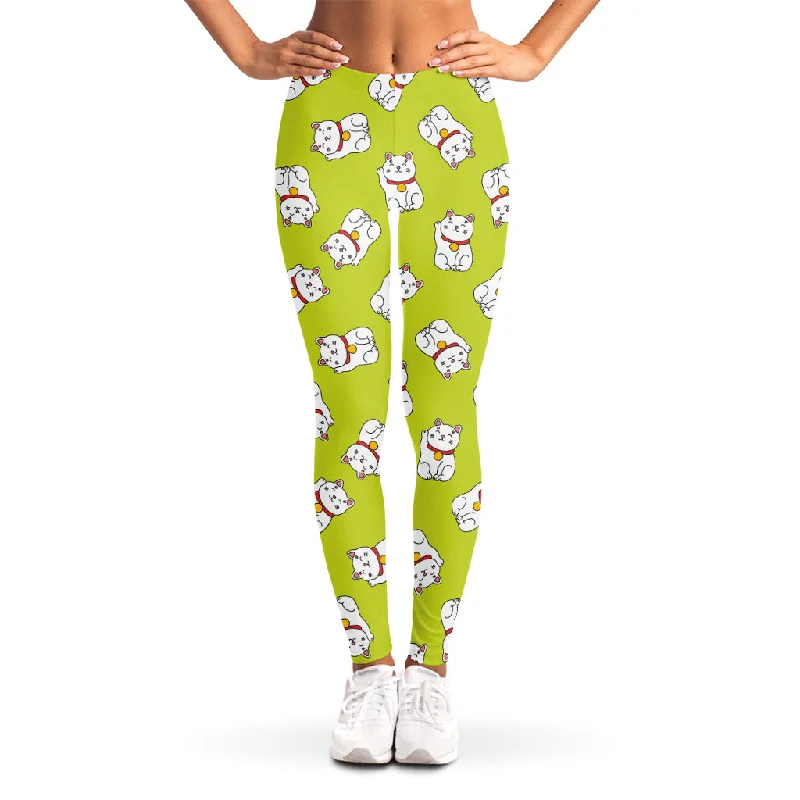 Lowest Price Japanese Lucky Cat Cartoon Print Women's Leggings