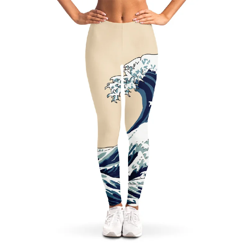 Exclusive Savings Japanese Ocean Wave Print Women's Leggings