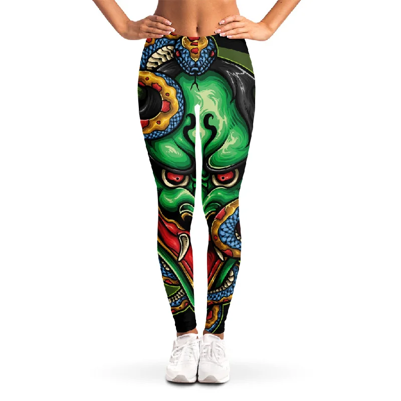 Price Break Japanese Oni Demon With Snake Print Women's Leggings