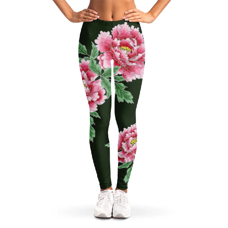 Deal Dash Japanese Peony Print Women's Leggings
