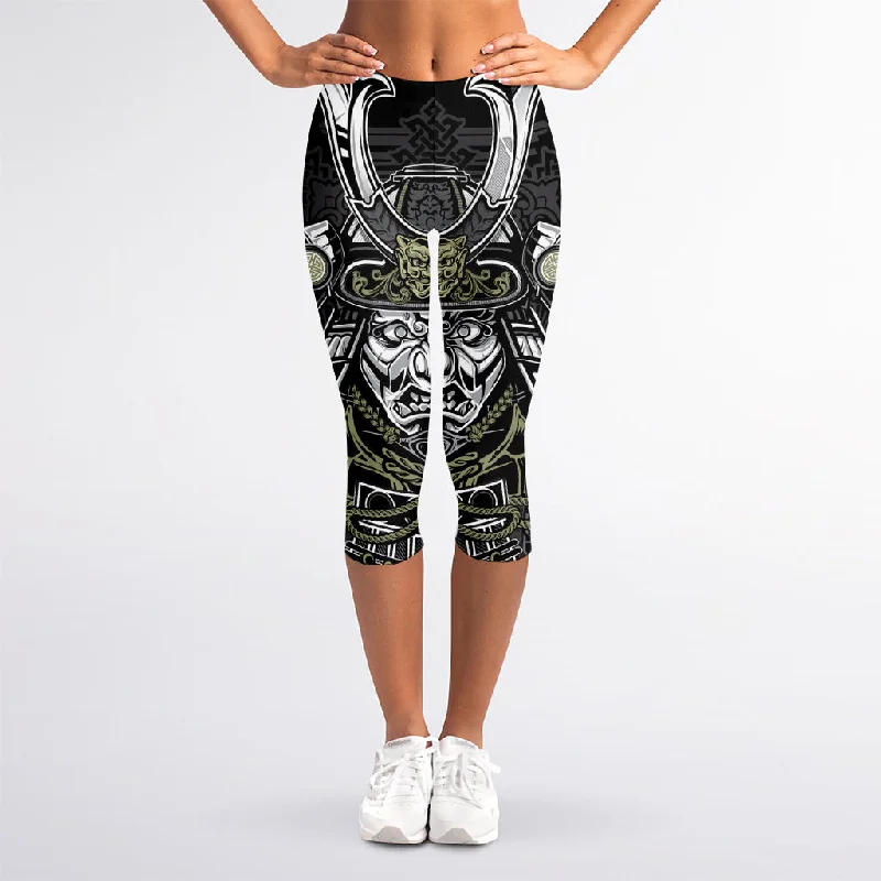 Big Discounts Japanese Samurai Warrior Print Women's Capri Leggings