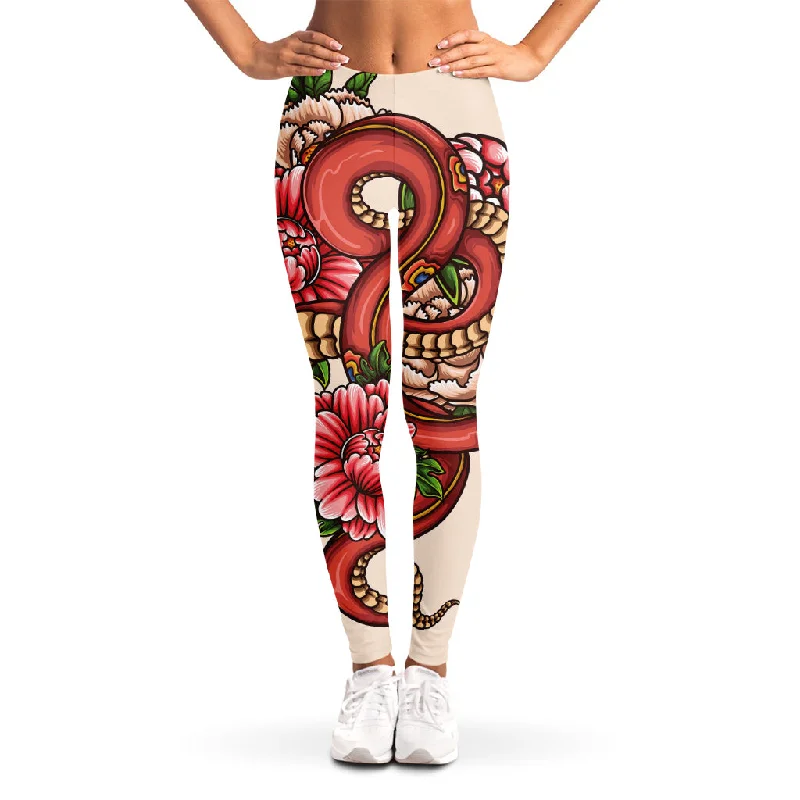 Bargain Bin Japanese Snake Tattoo Print Women's Leggings