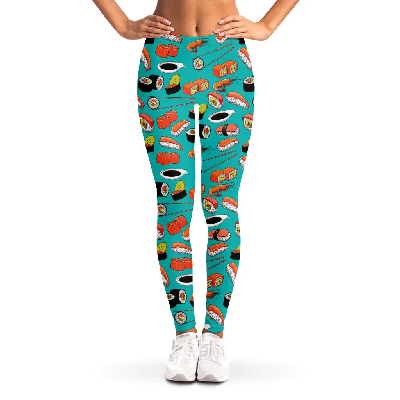 Factory Direct Sale Japanese Sushi And Rolls Pattern Print Women's Leggings