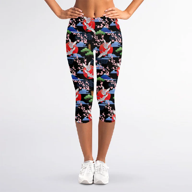 Extra Discounts Japanese Traditional Pattern Print Women's Capri Leggings