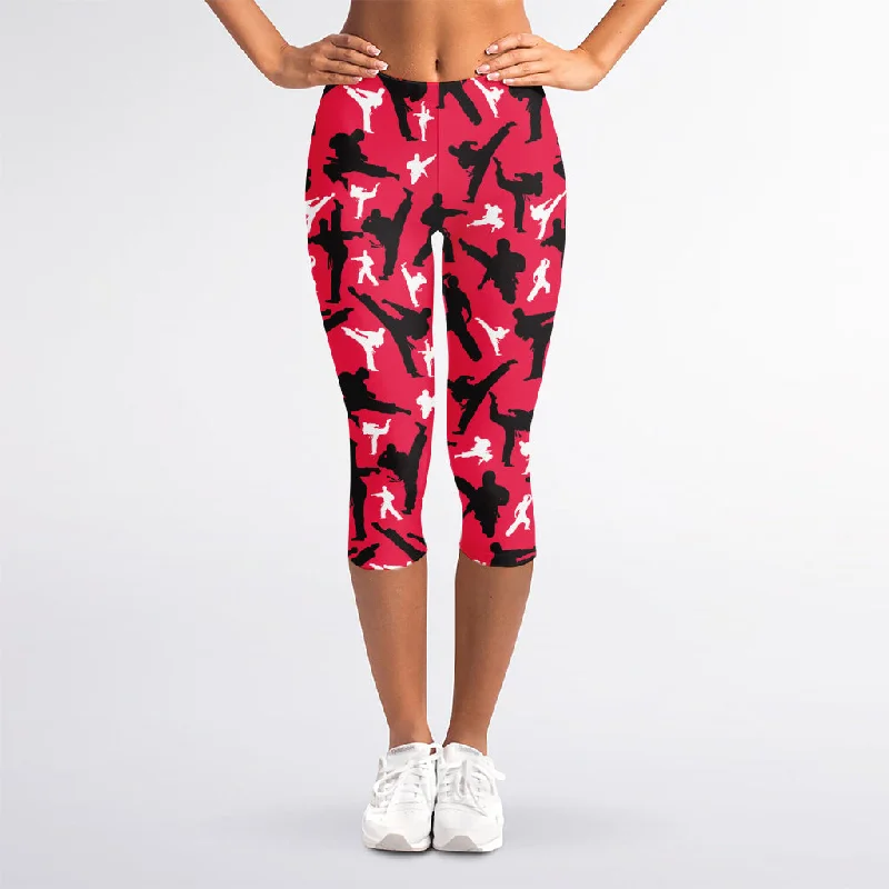Overstock Karate Pattern Print Women's Capri Leggings