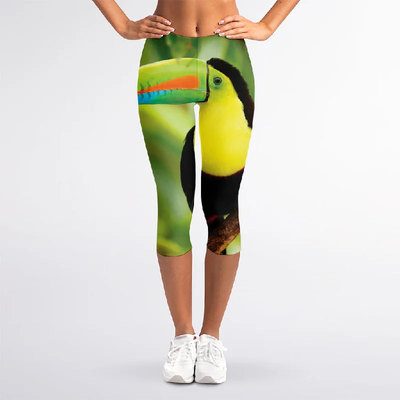 Hurry In Keel-Billed Toucan Print Women's Capri Leggings