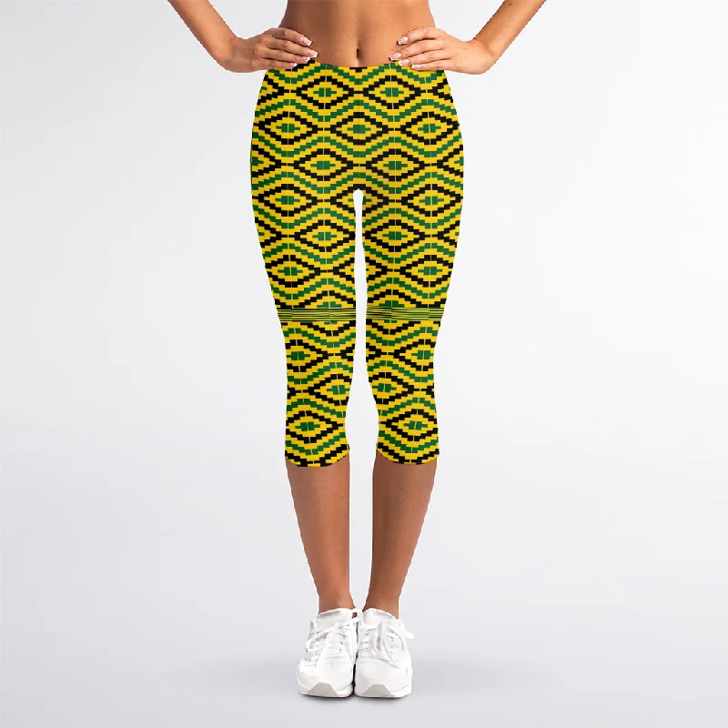 Can't Miss Kente African Pattern Print Women's Capri Leggings