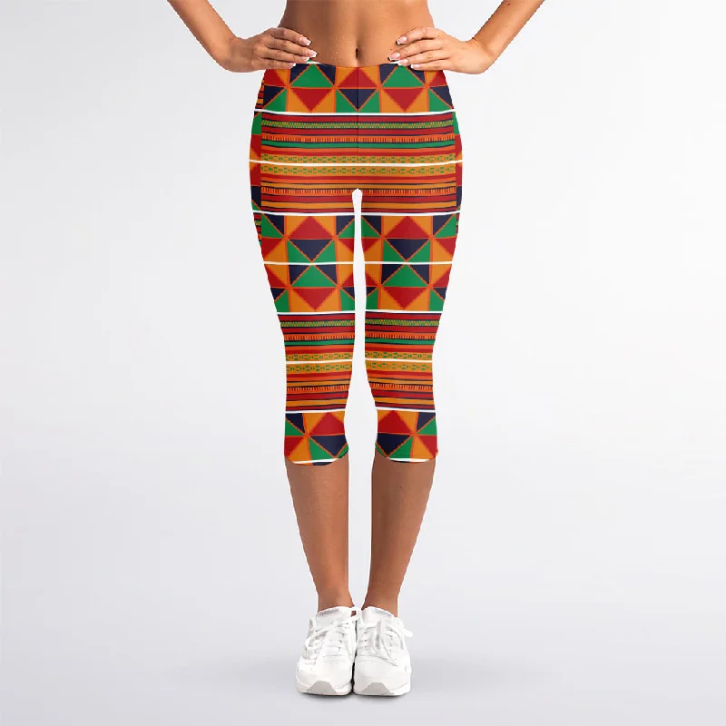 Crazy Deals Kente Pattern Print Women's Capri Leggings