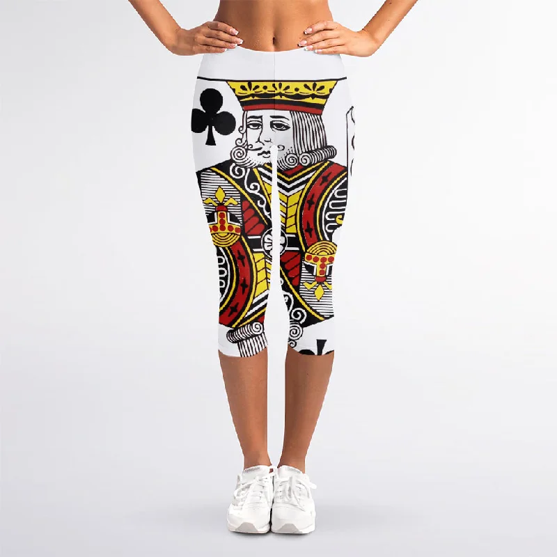 Discount Deals King Of Clubs Playing Card Print Women's Capri Leggings