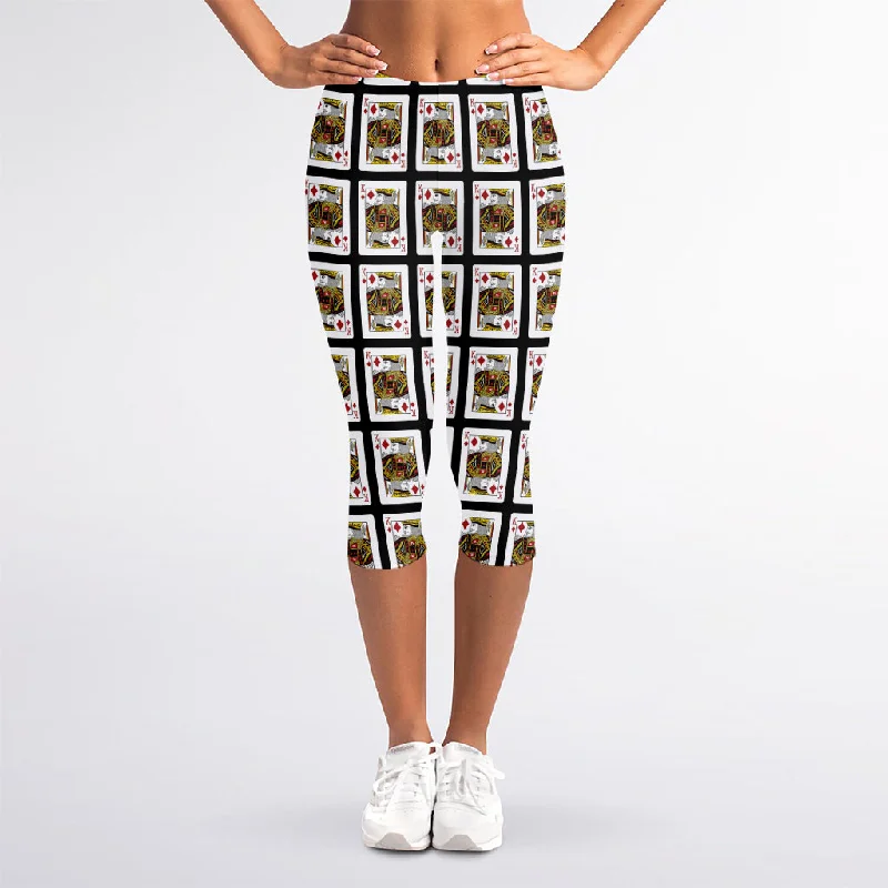 Deal Explosion King Of Diamonds Pattern Print Women's Capri Leggings