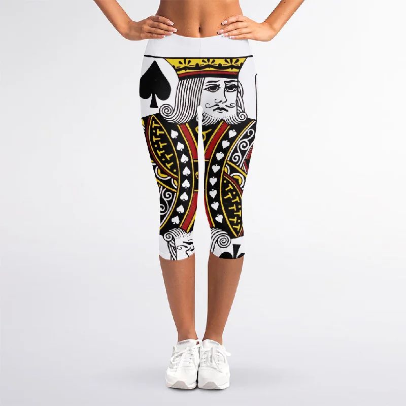 Deal Mania King Of Spades Playing Card Print Women's Capri Leggings