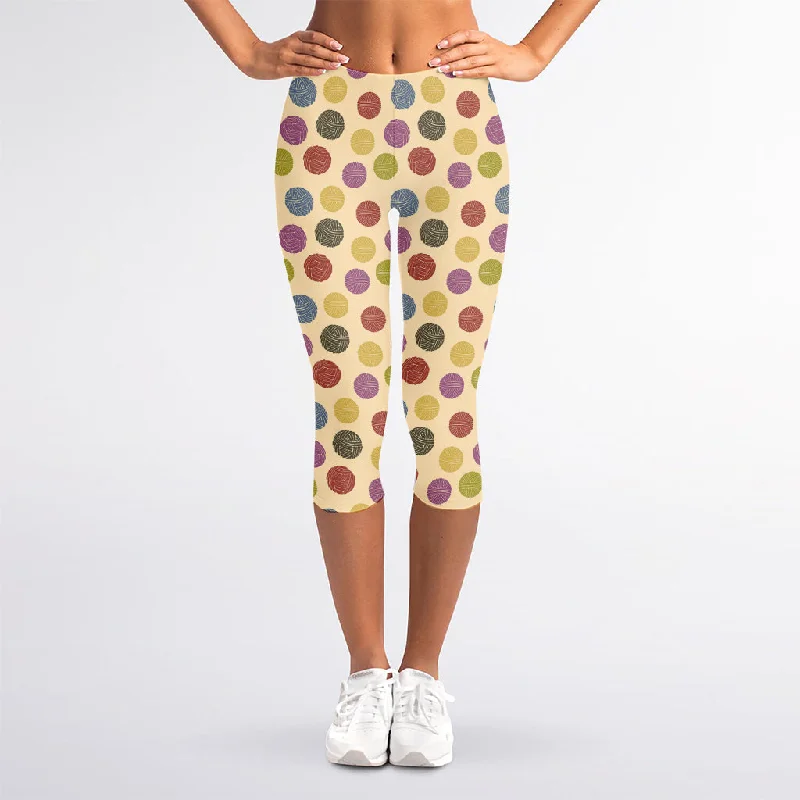 Inventory Reduction Knitting Yarn Pattern Print Women's Capri Leggings