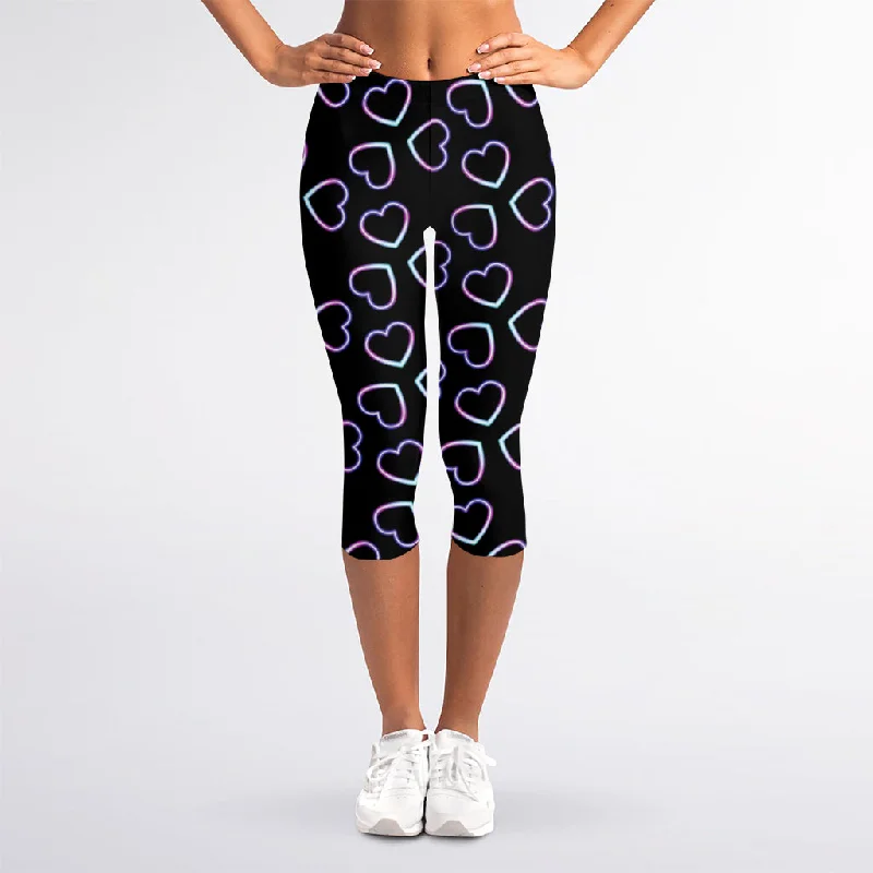 Seasonal Clearance Lights Heart Pattern Print Women's Capri Leggings