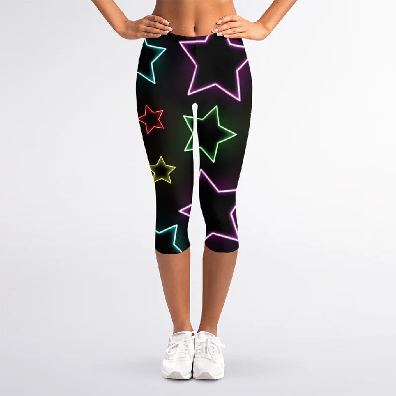 Price Blitz Lights Star Pattern Print Women's Capri Leggings