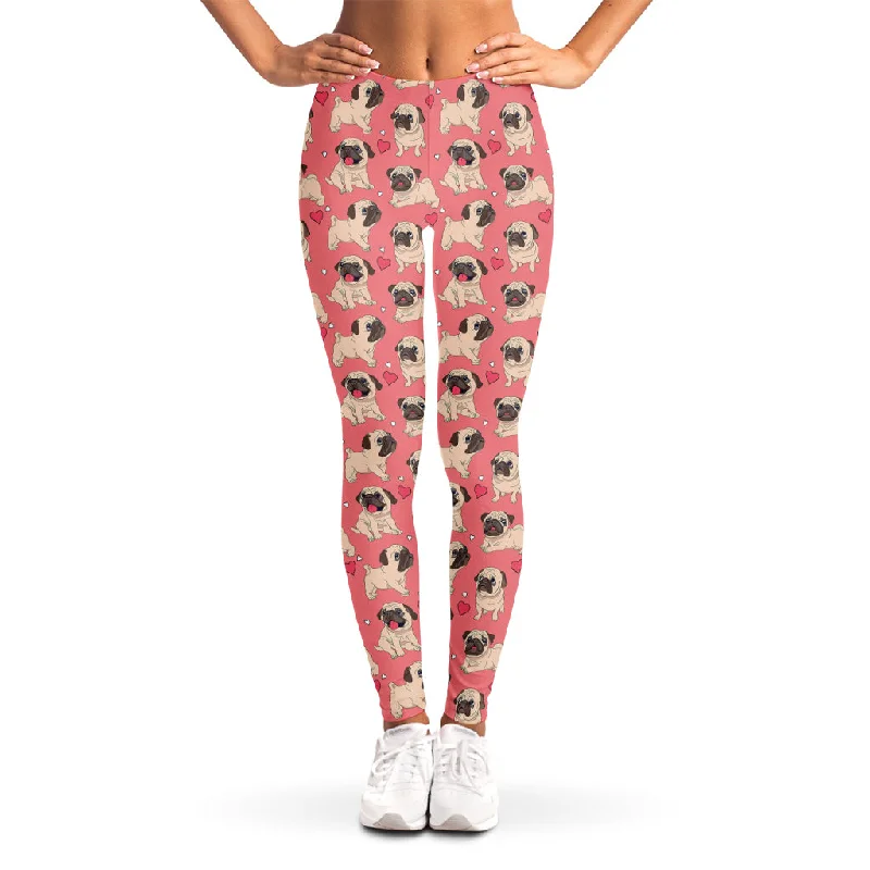 Bonus Savings Love Pug Pattern Print Women's Leggings