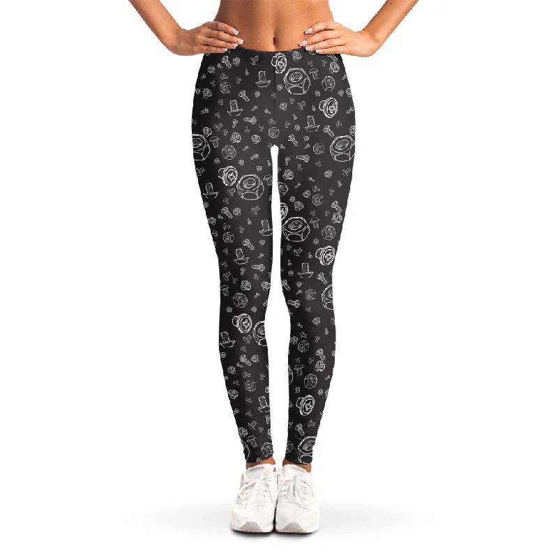 Final Markdown Mechanic Nuts and Bolts Pattern Print Women's Leggings