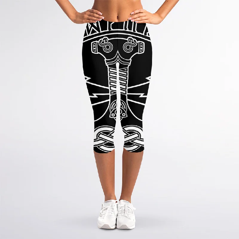 Price Drop Alert Mjolnir And Younger Futhark Print Women's Capri Leggings