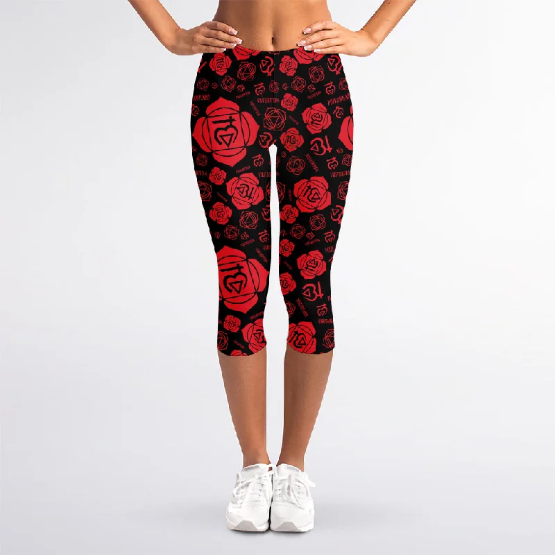 Final Markdown Muladhara Chakra Pattern Print Women's Capri Leggings