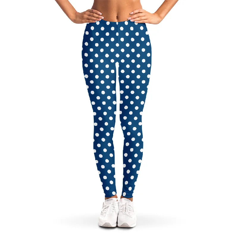 Sale Event Navy And White Polka Dot Pattern Print Women's Leggings