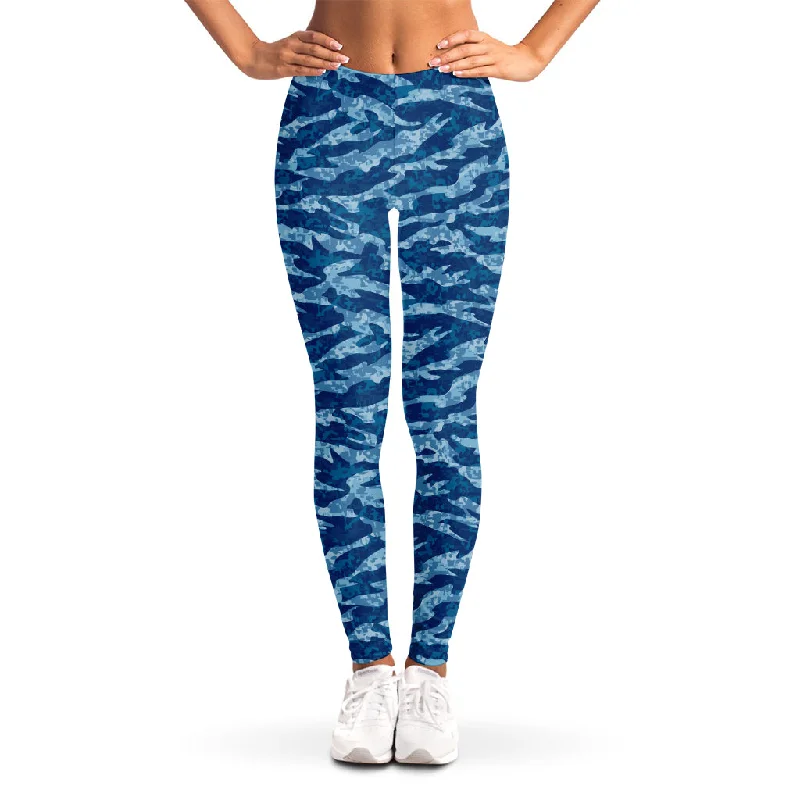 Crazy Deals Navy Tiger Stripe Camo Pattern Print Women's Leggings