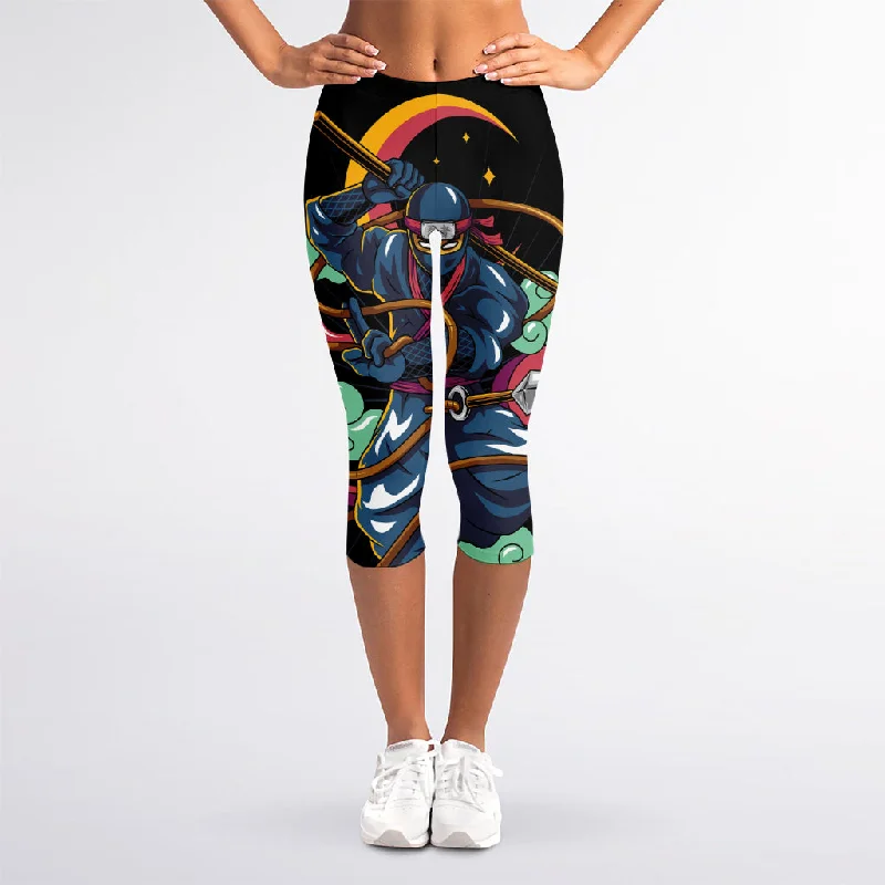 Price Reduction Ninja Warrior Print Women's Capri Leggings