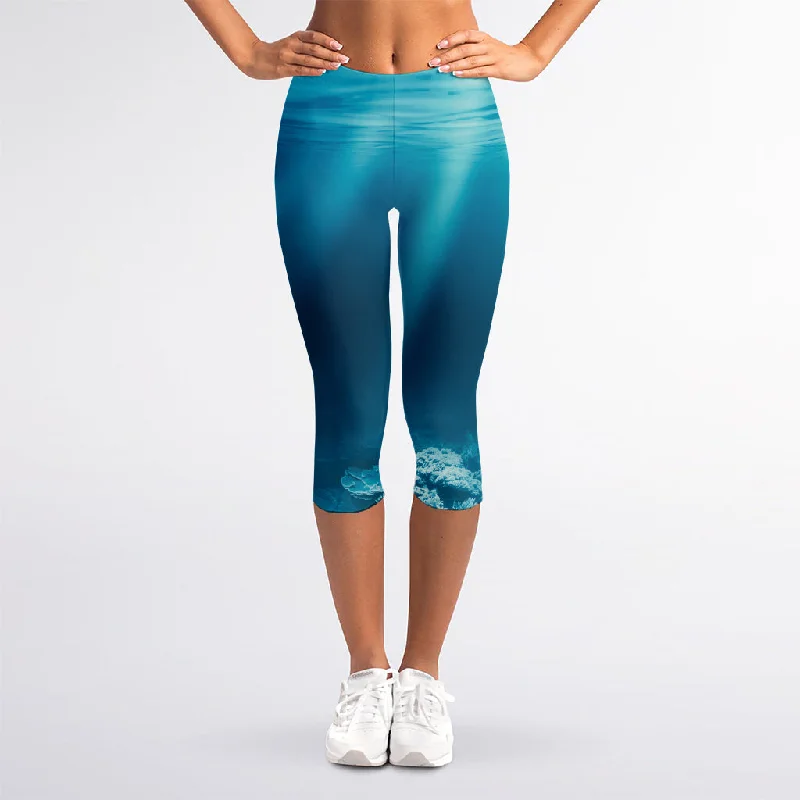 Extra Savings Ocean Underwater Print Women's Capri Leggings