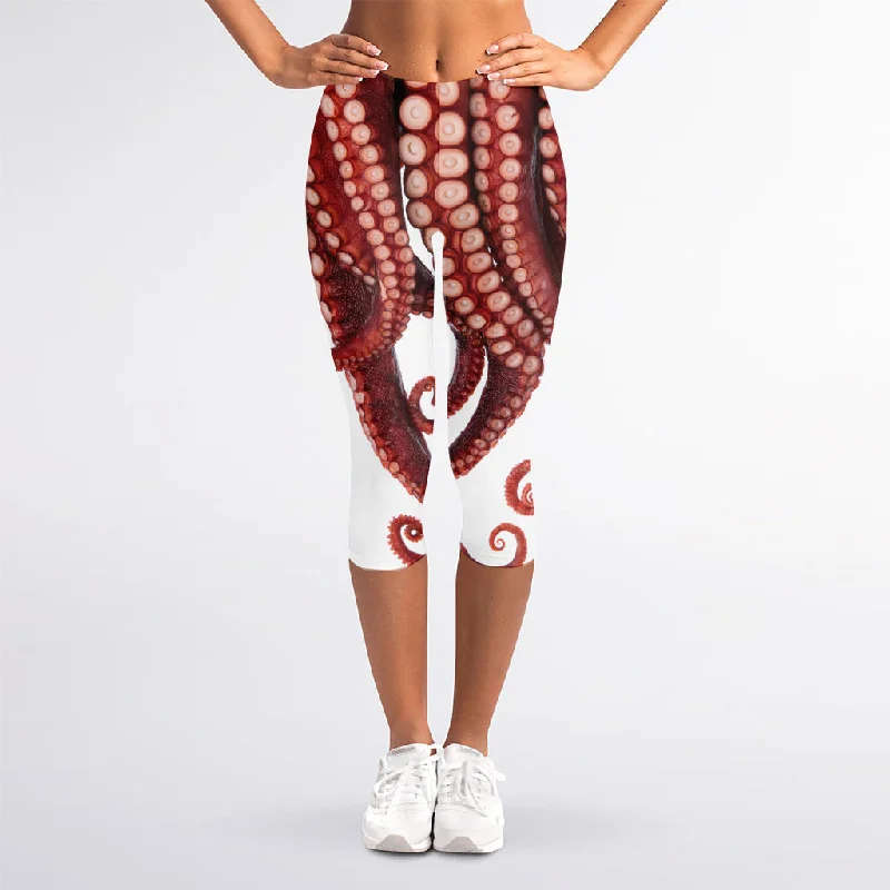 Don't Wait Octopus Tentacles Print Women's Capri Leggings