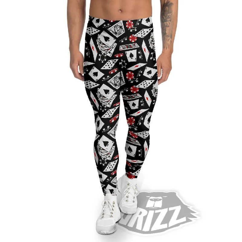 Exclusive Preview Playing Cards Ace Print Pattern Men's Leggings