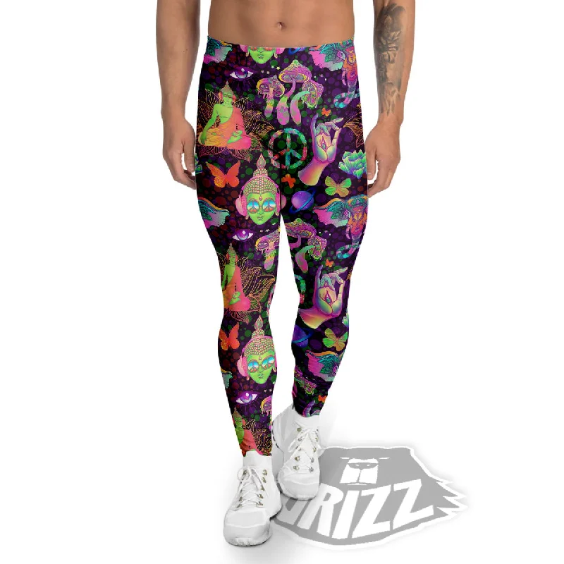 Doorbuster Deal Psychedelic Trippy Drug Cartoon Print Pattern Men's Leggings
