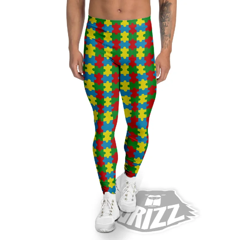 Value Deals Puzzle Autism Awareness Print Pattern Men's Leggings