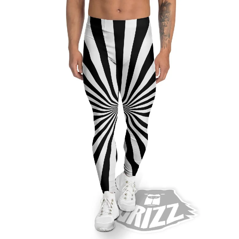 The Best Prices Radial Rays White And Black Print Men's Leggings