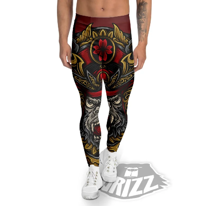 Instant Discount Red Gorilla Samurai Print Men's Leggings