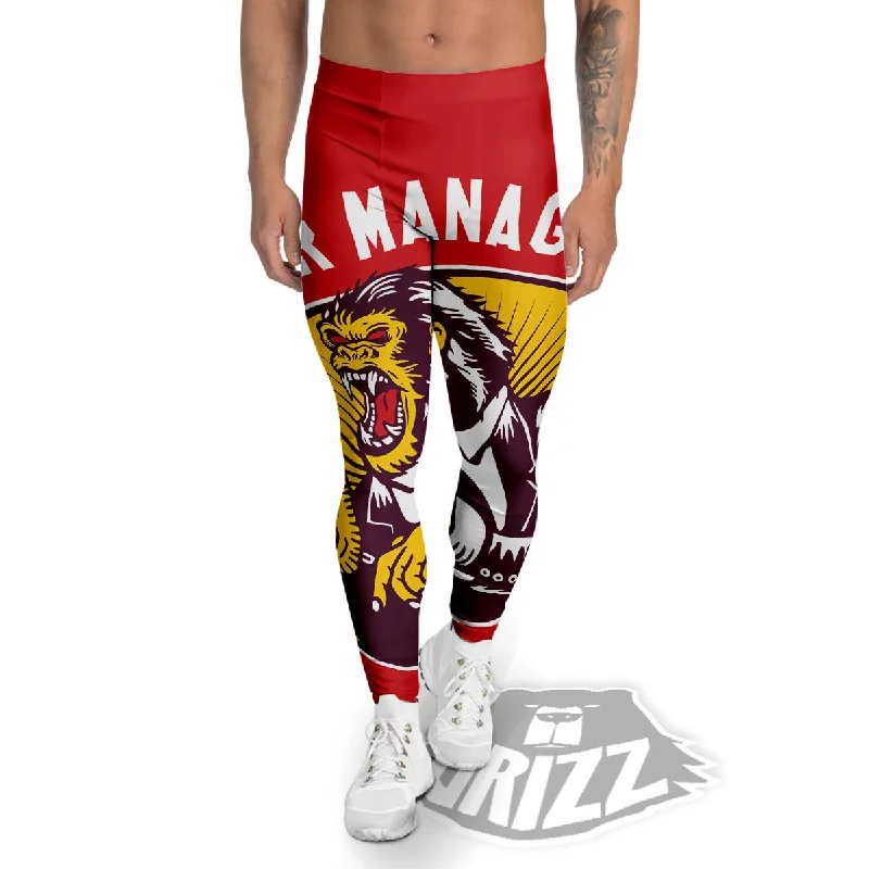 Deal Dash Red King Kong Gorilla Print Men's Leggings