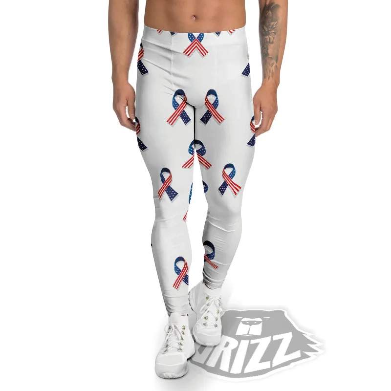 Exclusive Offers Ribbon American Flag Print Pattern Men's Leggings