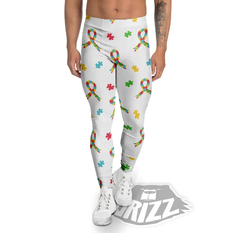 Deal of the Week Ribbon Autism Awareness Print Pattern Men's Leggings